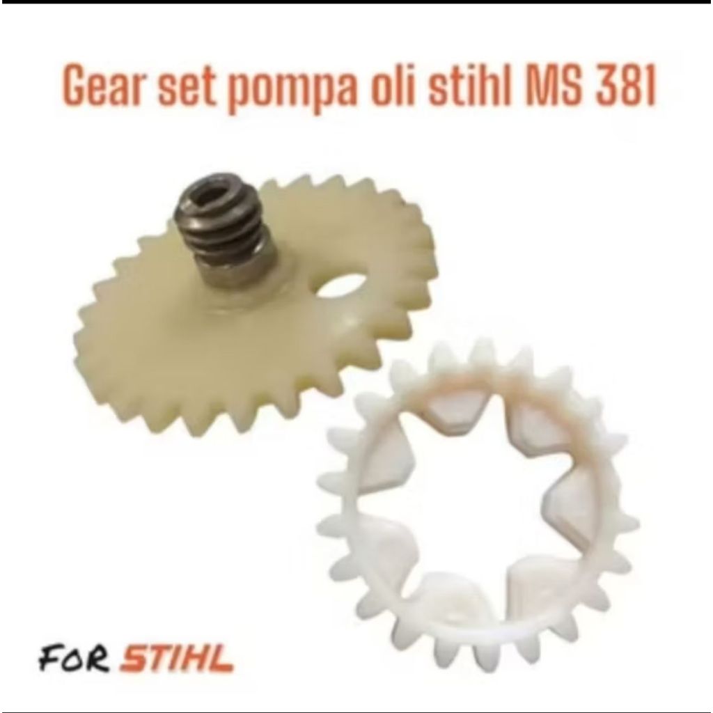 worm gear + spur gear gigi pompa oli gigi sprocket chainsaw senso stihl ms 381 038 381 asli merk sti