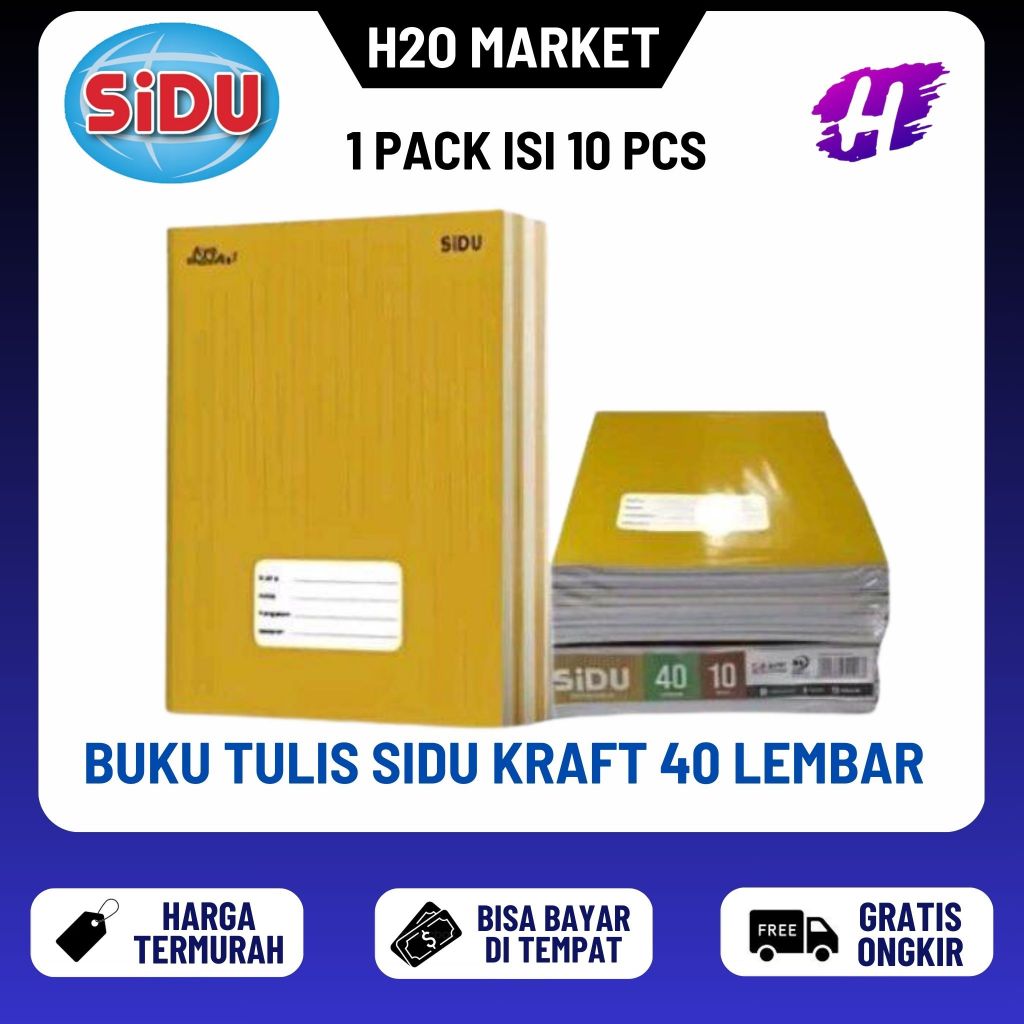❤️H2O❤️ Buku Tulis SIDU KRAFT 40 Lembar isi 10 Buku (1 PACK)