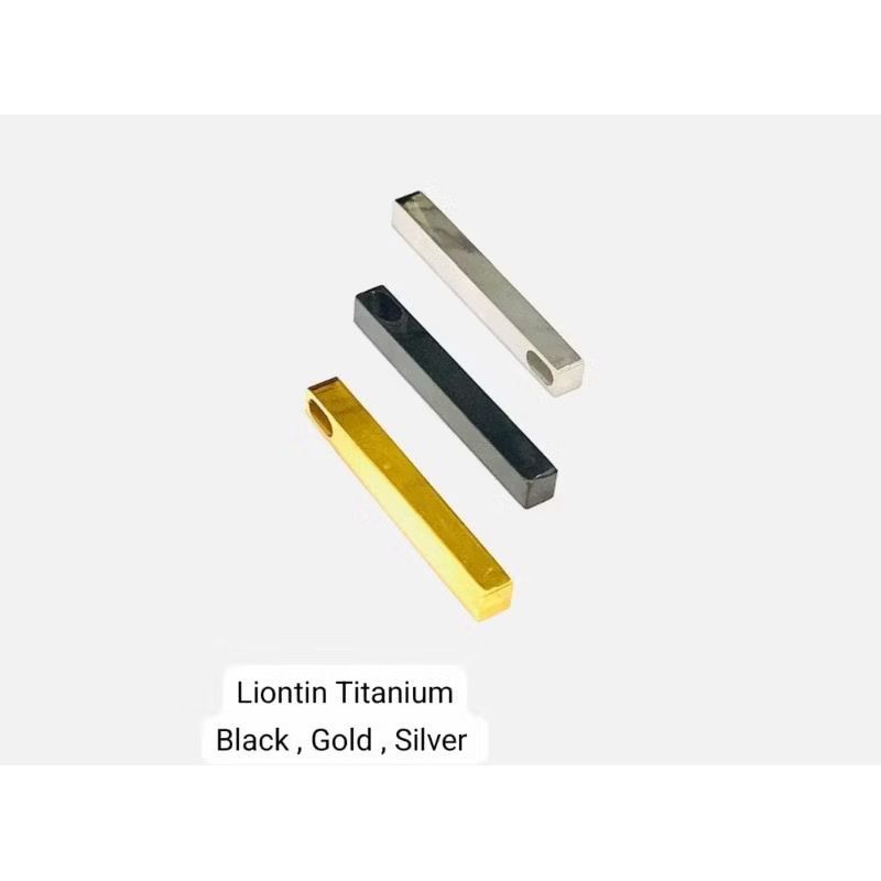 LIONTIN BALOK TITANIUM ANTI KARAT MAINAN KALUNG PRIA DAN WANITA HITAM PUTIH GOLD GROSIR 10 PCS