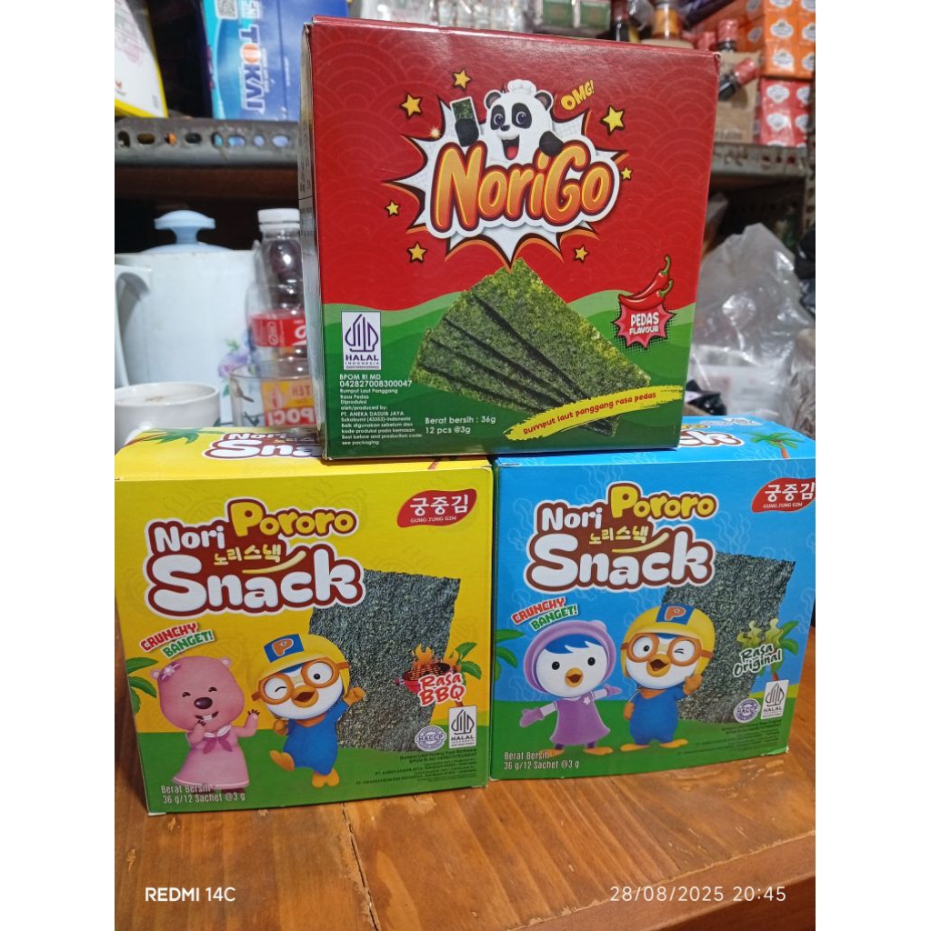 

1 box snack rumput laut norigo pororo 12s