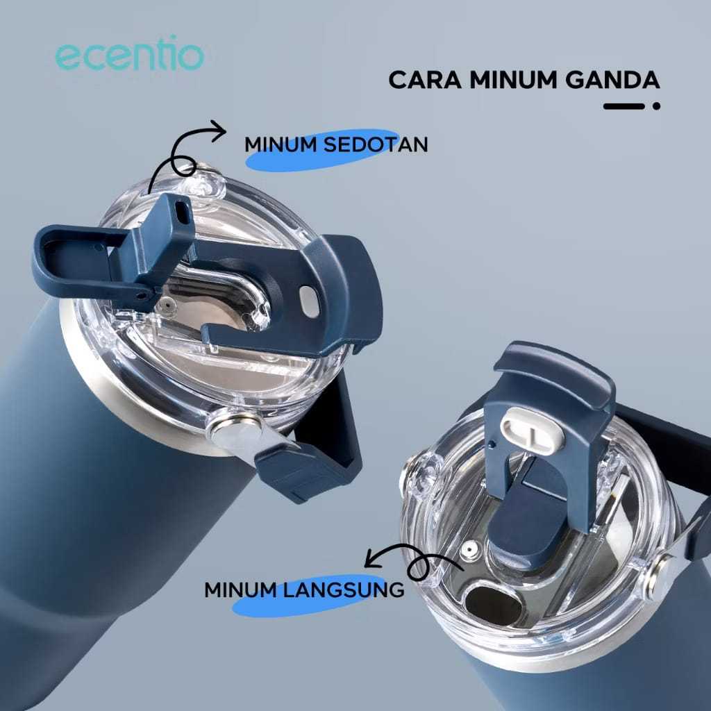 ecentio tumbler 900ml original botol minum stainless steel 304 anti bocor + sedotan