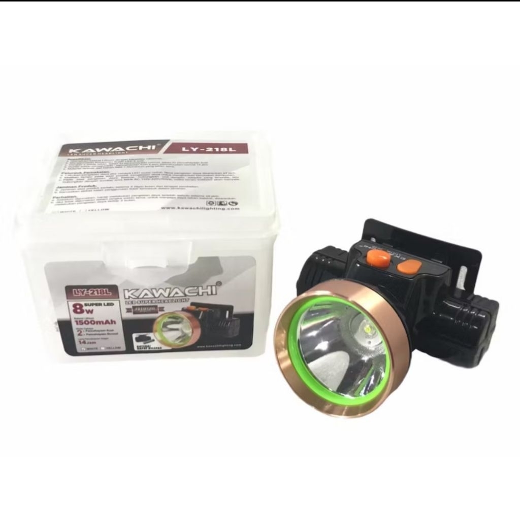 Senter Kepala Kawachi 8Watt (Baterai Dapat Dilepas) Senter Kawachi Murah (Free Baterai Lithium 1pc)