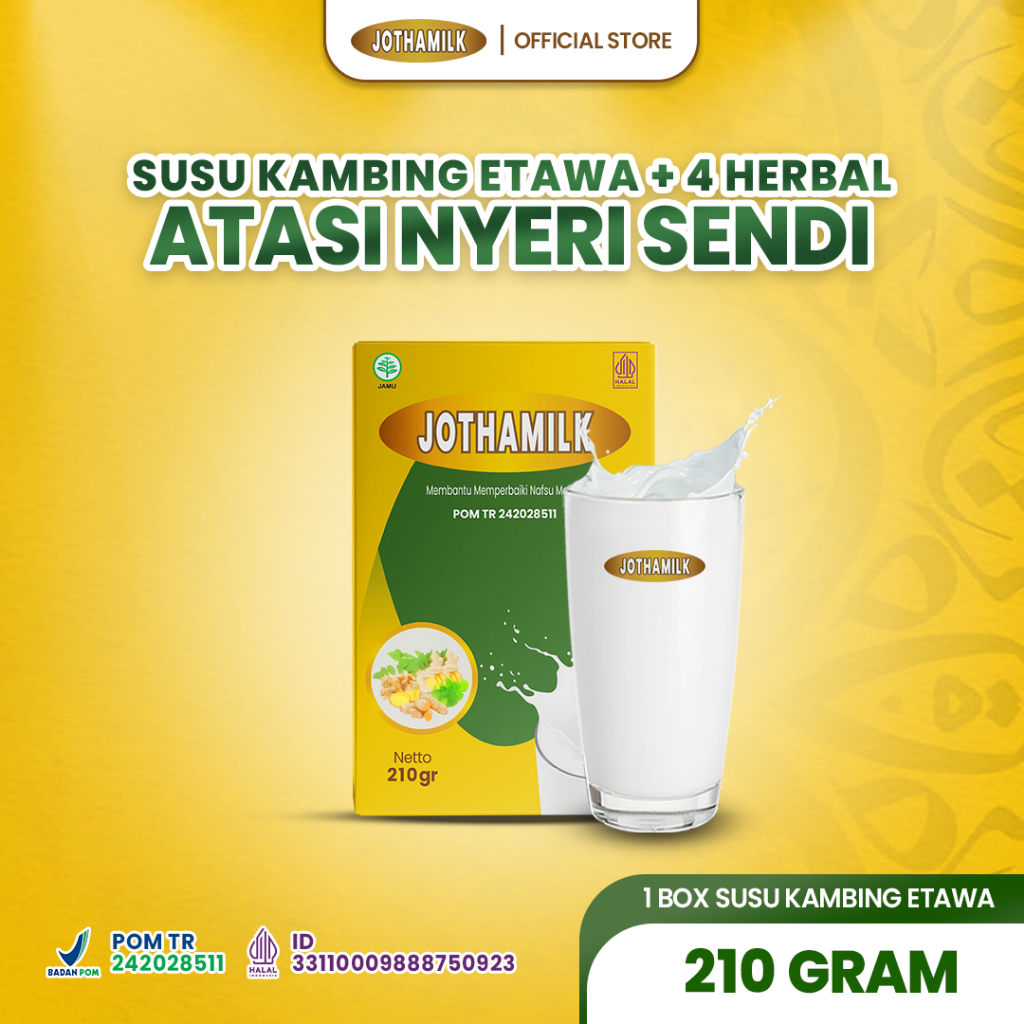 

Jothamilk Susu Kambing Etawa 210gr – Susu Herbal Nyeri Sendi Rematik Asam Urat Osteoporosis