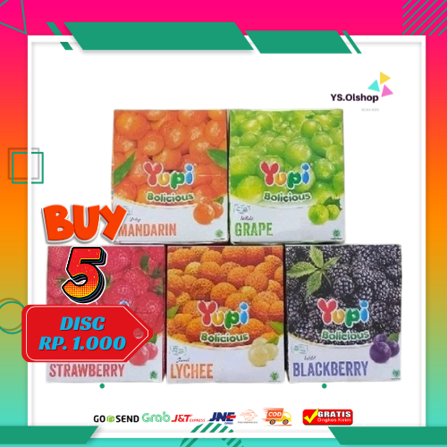 

1 Box x 24 Pcs Yupi Bolicious Varian Strawberry, Mandari Orange, White Grape, Lychee & Blackberry