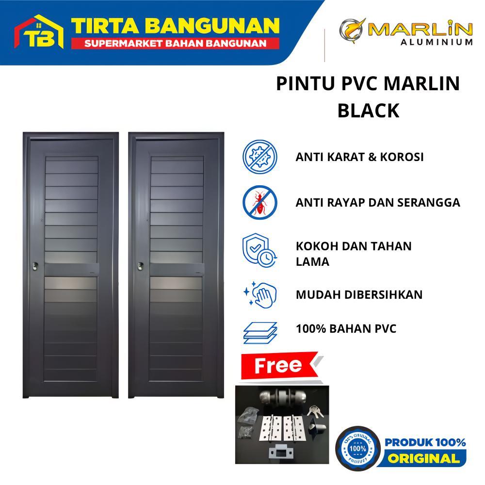 MARLIN PVC PINTU KAMAR MANDI PVC 70 X 200 CM PINTU TOILET WC PVC HITAM