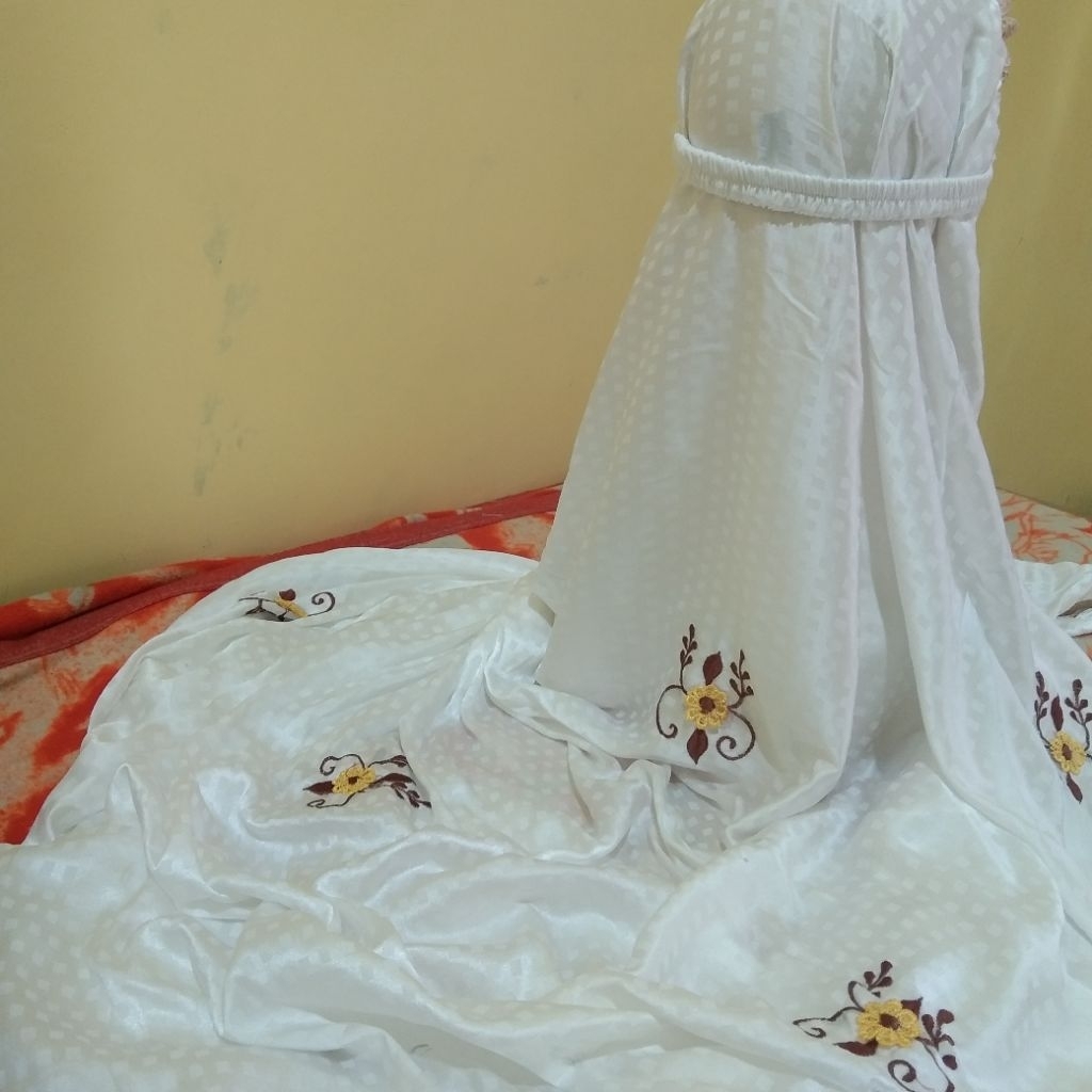 Mukena Terusan Dewasa || Mukena Bordir|| Kain Sutra