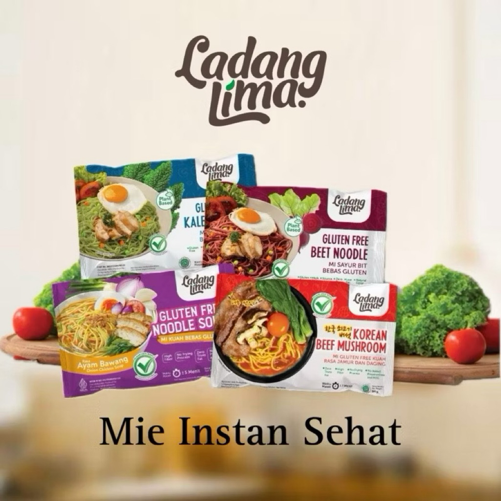 

Aneka Mie Gluten Free - Veggie Noodle - Mie Instan Ladang Lima - Gluten Free - Mie Sehat