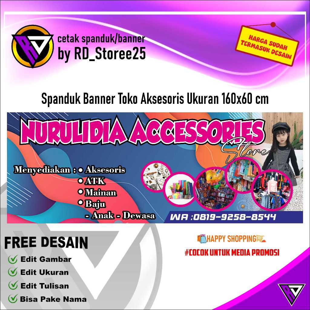 Spanduk Banner Toko Aksesoris Ukuran 160x60 cm