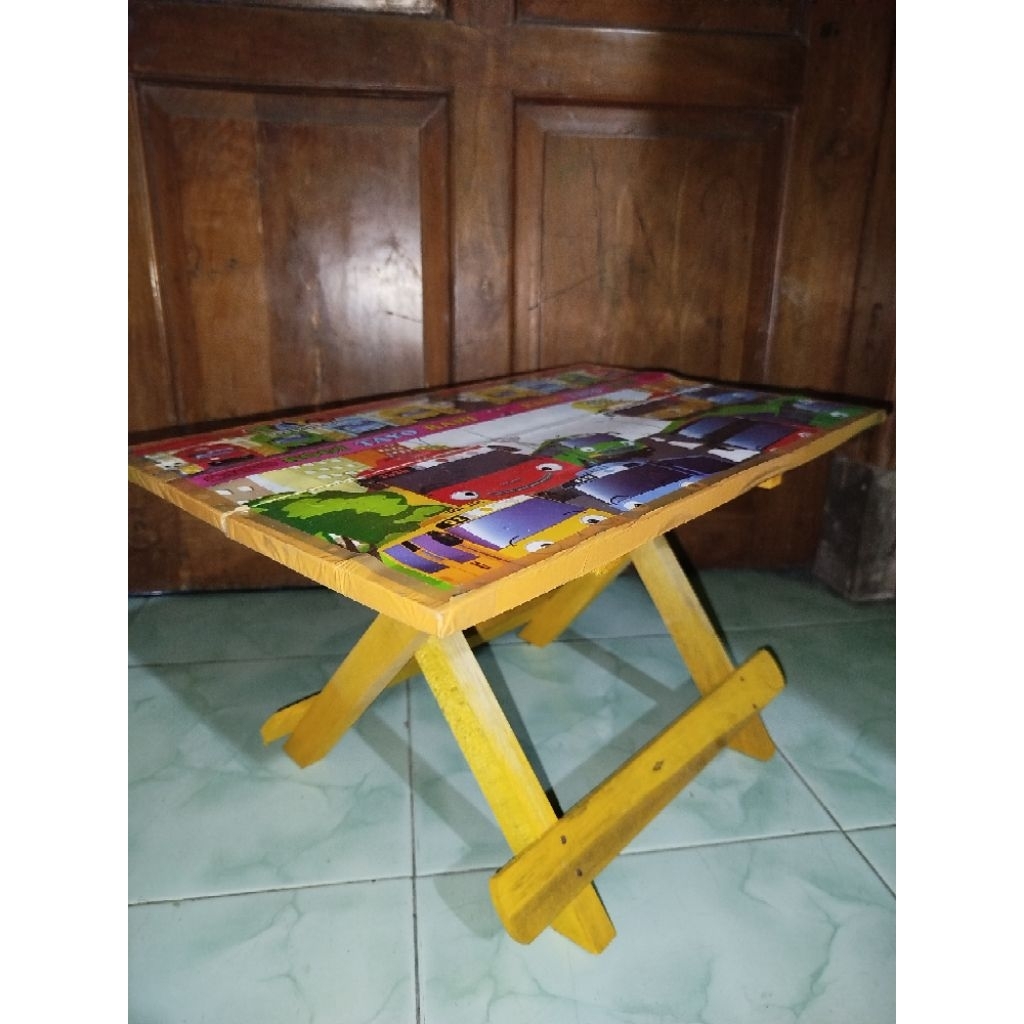 MEJA LIPAT KAYU MEJA BELAJAR LIPAT / MEJA BELAJAR KARAKTER / MEJA BELAJAR ANAK /MEJA BELAJAR TAYO