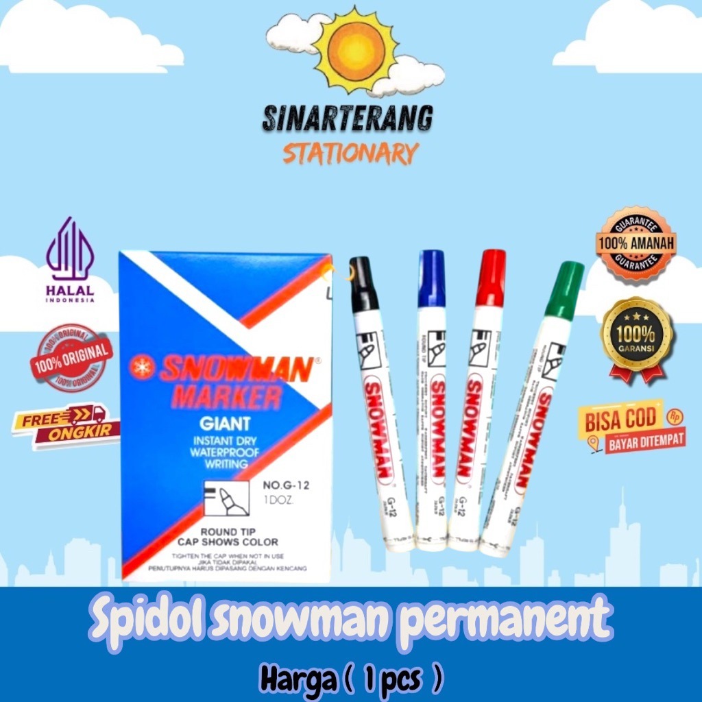 

Spidol permanent snowman (tidak bisa di hapus)