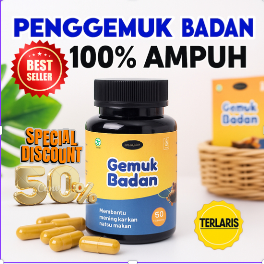 Penggemuk Badan Ampuh Terlaris – Penambah Nafsu Makan, BPOM Naik 5-10 KG, Aman Untuk Anak Dan Dewasa