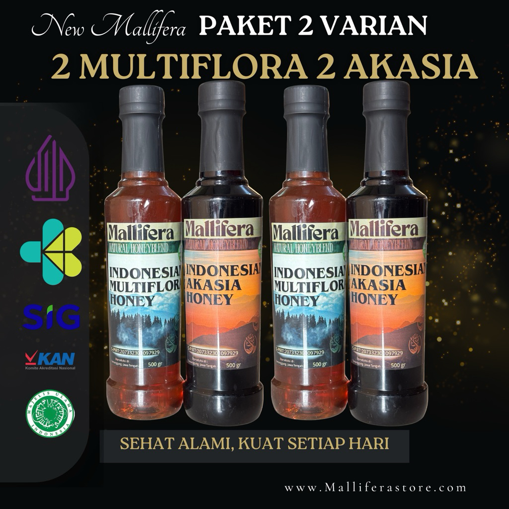 

PAKET 4 ( 4 BOTOL 2 VARIAN 2 AKASIA & 2 MULTIFLORA ) 2.000 GRAM