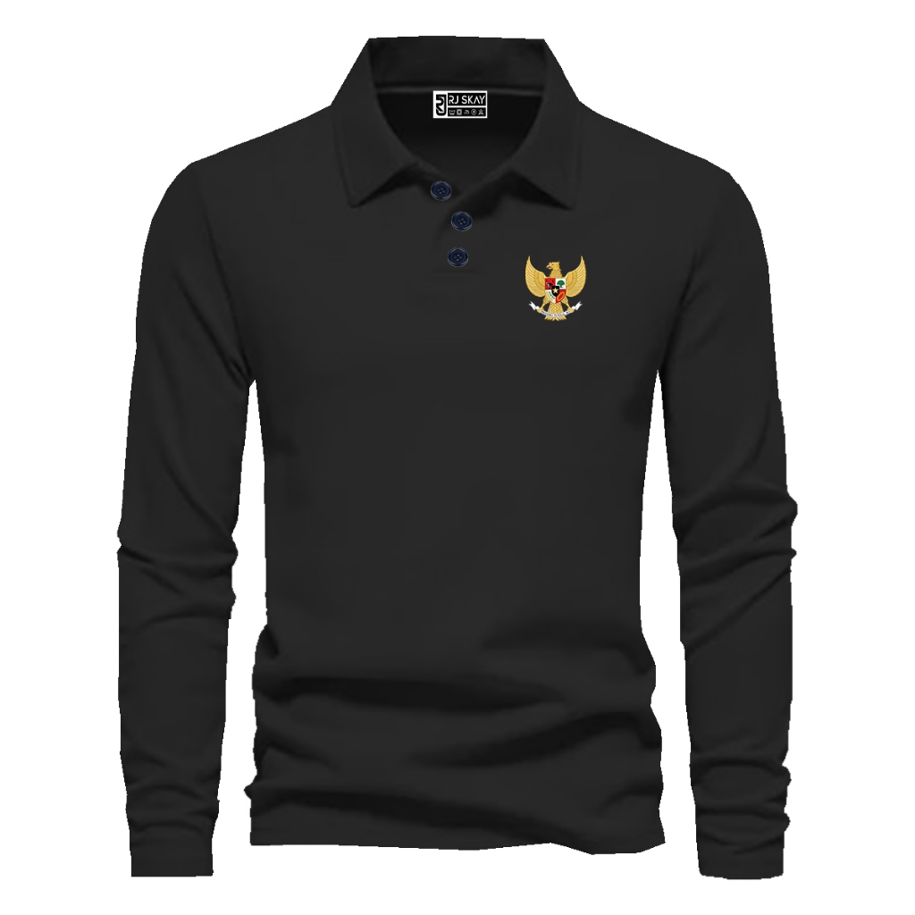 RJ SKAY Kaos Polo Shirt Distro Garuda Lengan Panjang Premium Unisex Baju Kerah Kerean Baju Snatai De
