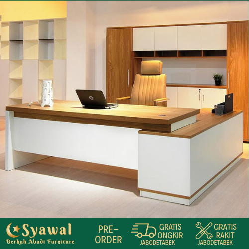 Meja Kerja Direksi dan Kabinet 1 Set Office Manager Furniture Bisa Custom
