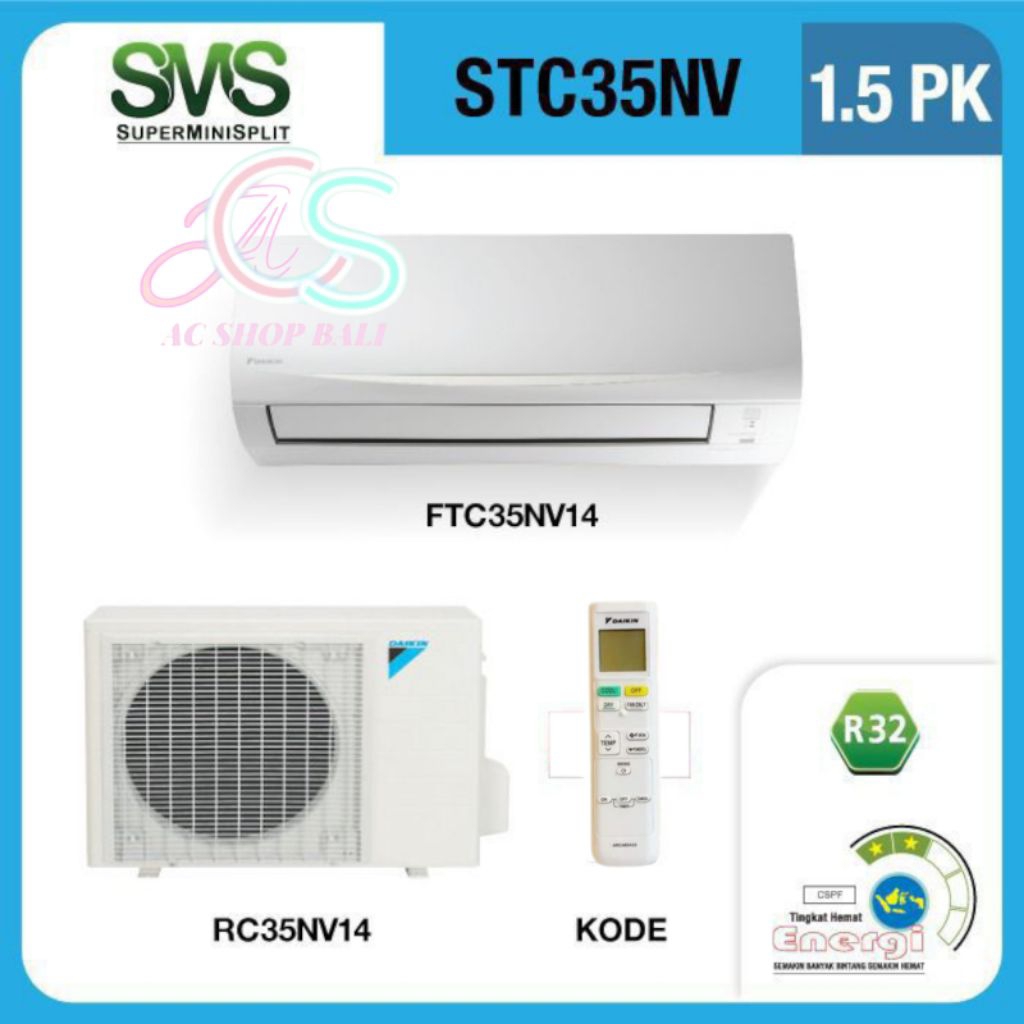 Ac Daikin Thailand Deluxe Standart 1.5 Pk R32 FTC35NV