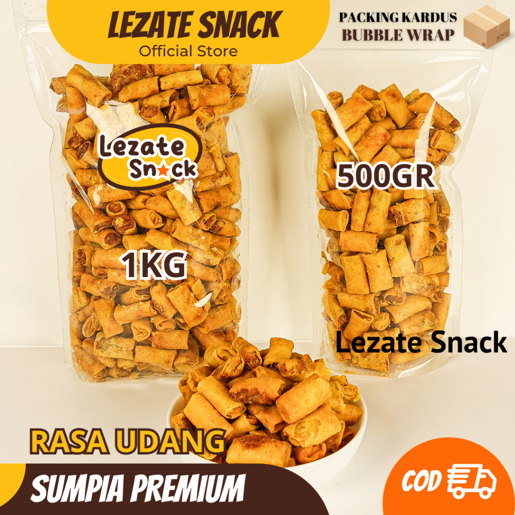 

Sumpia Udang Premium 1 kg Empuk Kiloan Murah Renyah Enak / Sumpia Abon Udang Premiun Ebi Pedas Manis Lezate Snack LEZATE