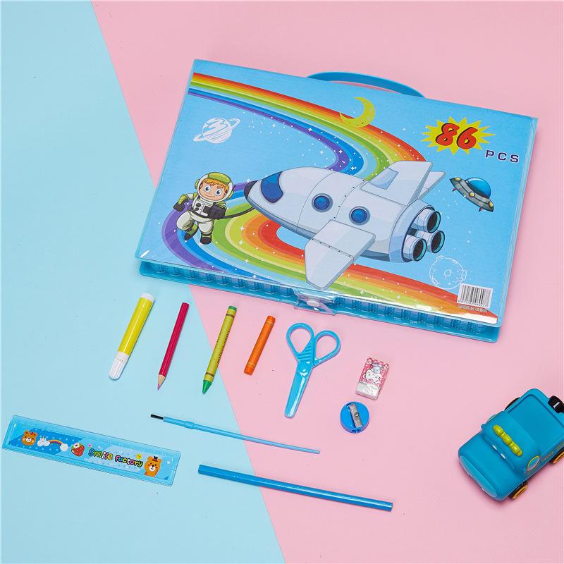 

SET ALAT MEWARNA ANAK KARAKTER IMPORT 86 PCS - KOPER CRAYON PENSIL WARNA JUMBO ACCESSORIES