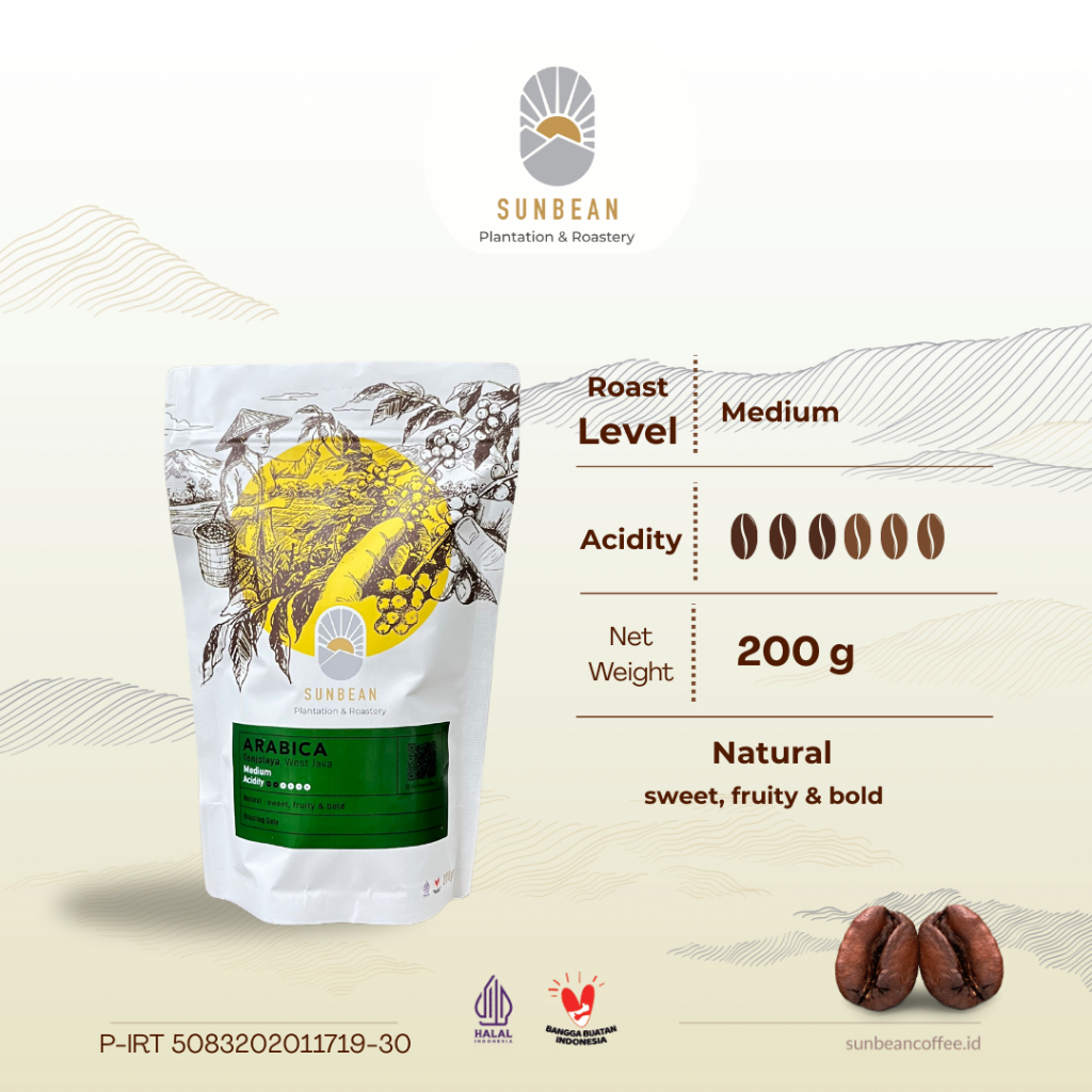 

Kopi Full Arabika Natural Medium Coffee Roast 200g by SUNBEAN