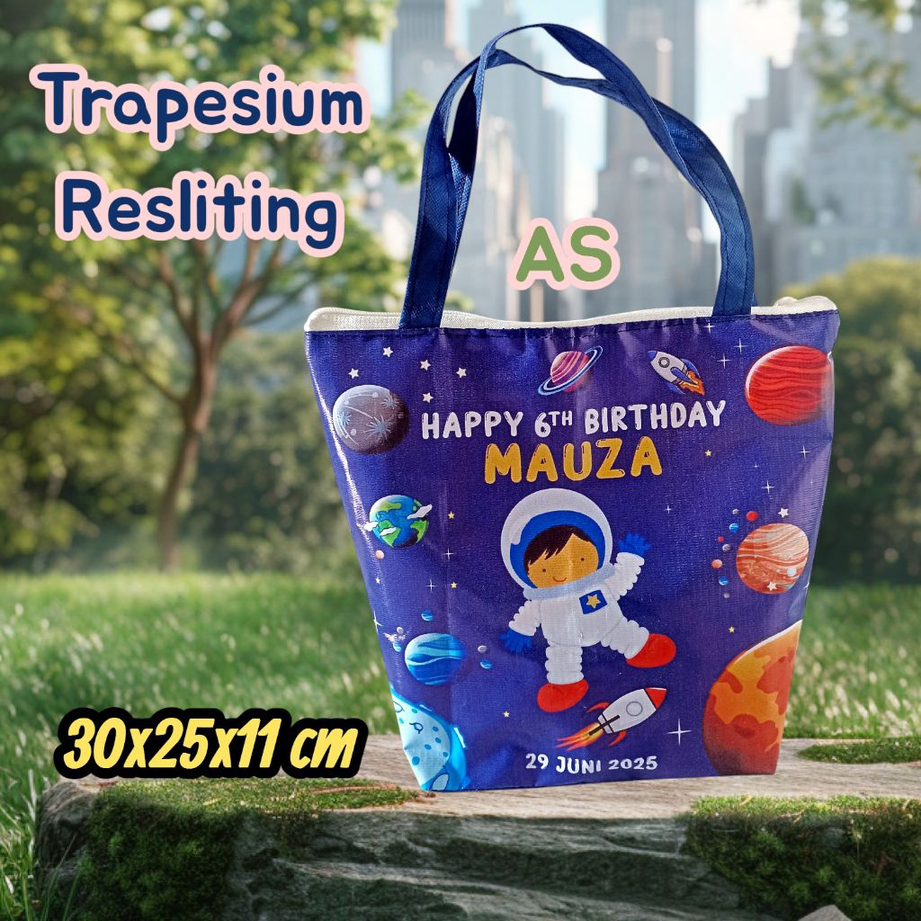 

CUSTOM Tas Jinjing Trapesium Resliting. Tas ulang Tahun Anak