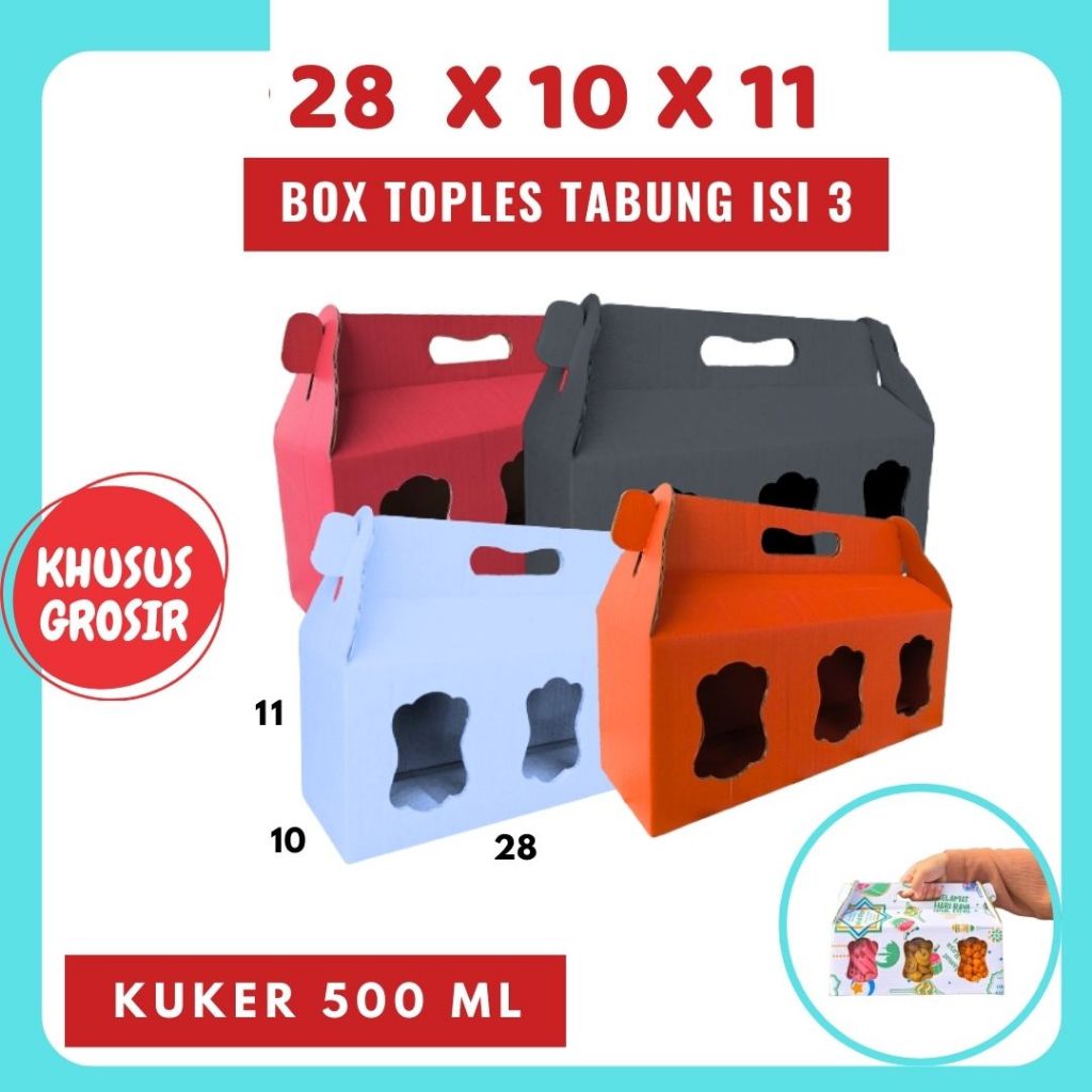 

Kardus Jinjing Kuker 28x10x11 (KUKER TOPLES JAR 500ml ISI 3) Gable Box Lebaran Idul Fitri Hampers