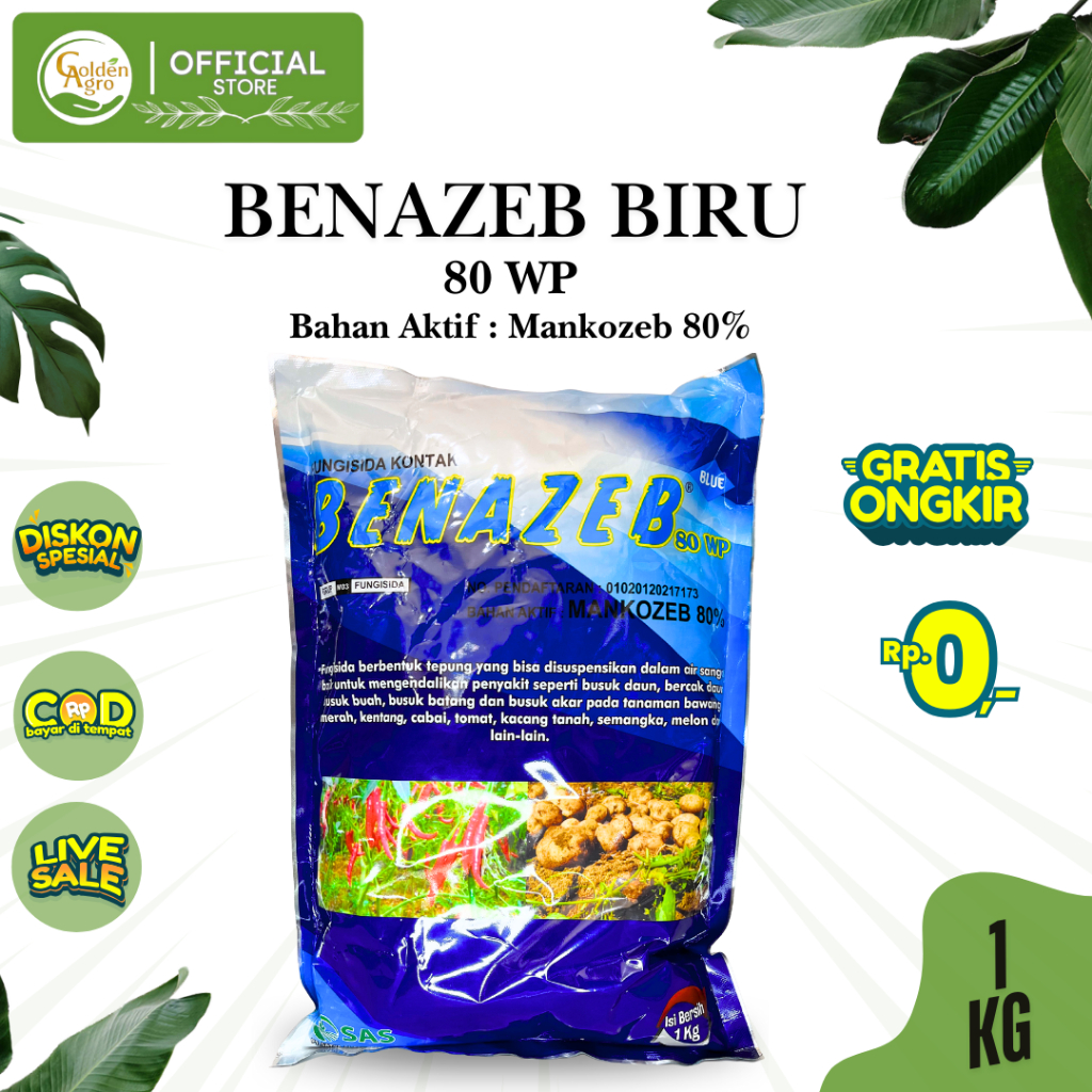 FUNGISIDA BENAZEB BIRU 80WP WP 1KG 1 KG MANKOZEB ORIGINAL