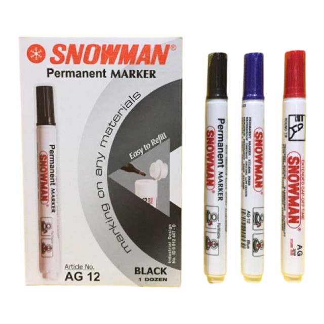 

[KBM] SNOWMAN Permanent Marker AG-12 Spidol Papan Tulis Permanen