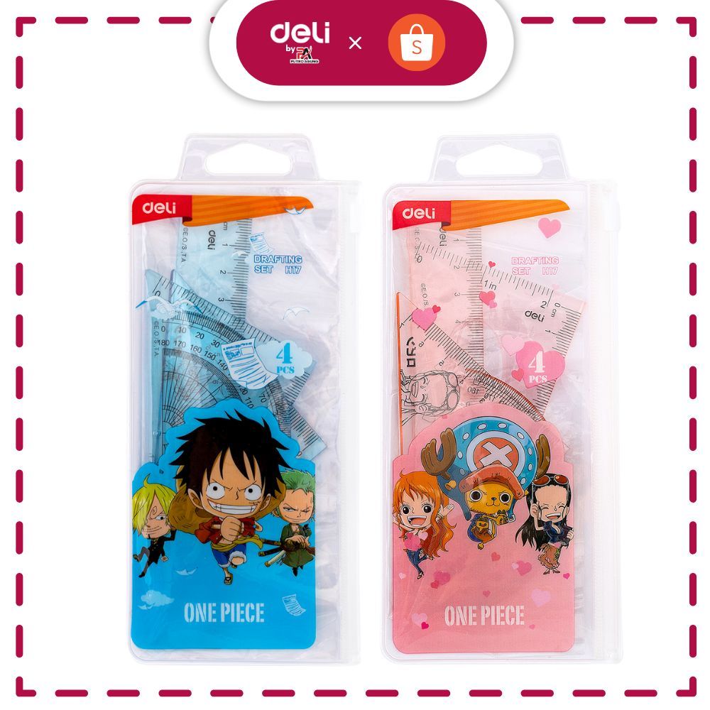 

Deli One Piece School Ruler Set / Set Penggaris Sekolah 4 in 1 Gambar Dengan Pouch Plastik EH17