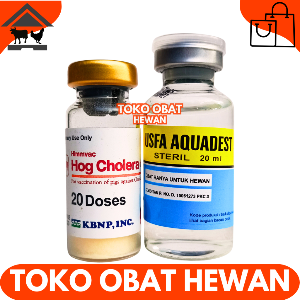VAKSIN BABI HOG CHOLERA 20 DOSIS (1 BOTOL VAKSIN + 1 PELARUT) - Vaksin Kolera Babi untuk Pencegahan