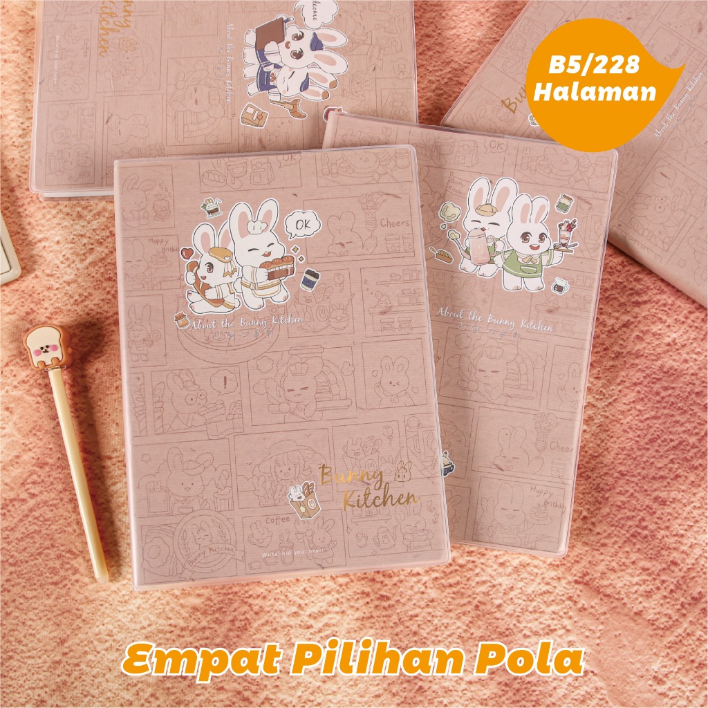 

[Penutup Karet Tahan Air + Halaman Dalam Yang Menebal] Bonnie Kitchen B5 Notebook 228 Halaman Insless Ins Style Lucu Buku Catatan Rekaman Pertemuan