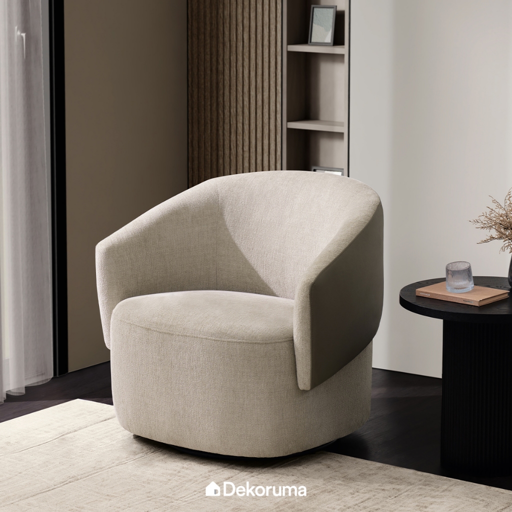 Dekoruma Tenzo CAMMI Accent Chair / Kursi Sofa Ruang Tamu 1 Seater Bahan Kain Premium - Grey