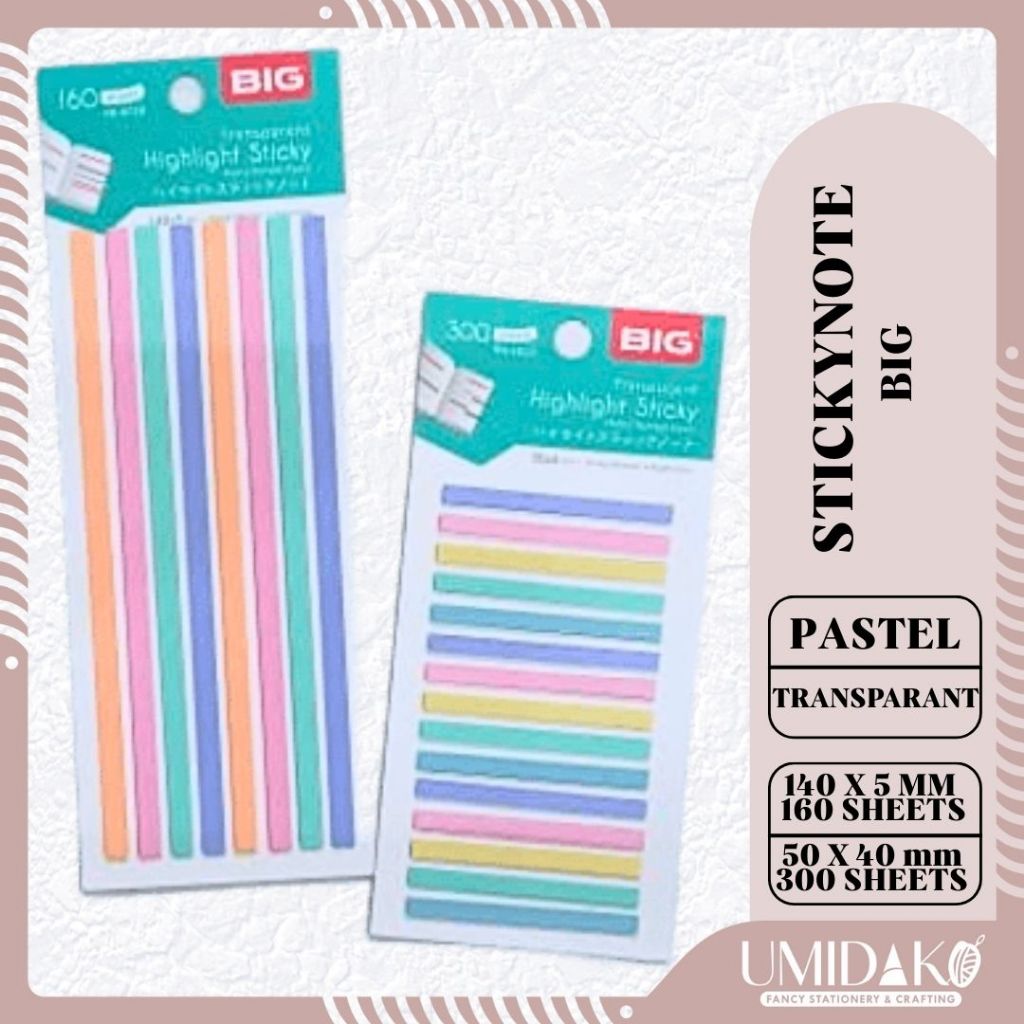 

[UMIDAKO] STIKY NOTES BIG LIDI PASTEL | INDEX MARKER | PEMBATAS PENANDA TRANSPARAN PASTEL | PENANDA PASTEL | STICKY NOTE TRANSPARAN PASTEL