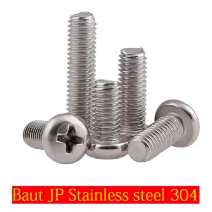 (1pcs) Baut JP M10 x 16 / Baut Pan Philips  M10 x 16 / Baut Plus  M10 x 16 stainless steel  304 Anti