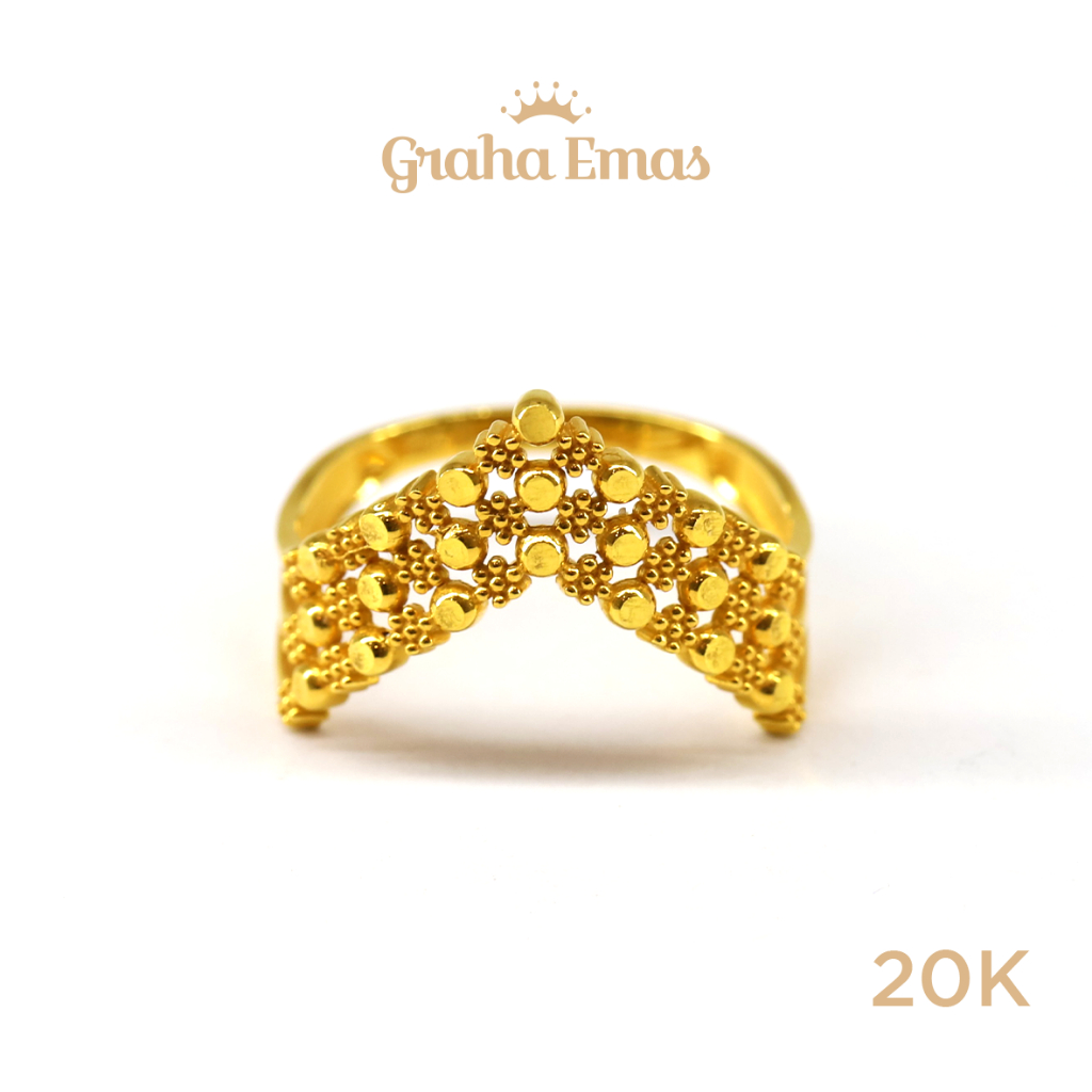 Graha Emas Cincin Emas Kuning Vee 20K - Yellow Gold Ring Vee Model 20ct [ 0129 ]