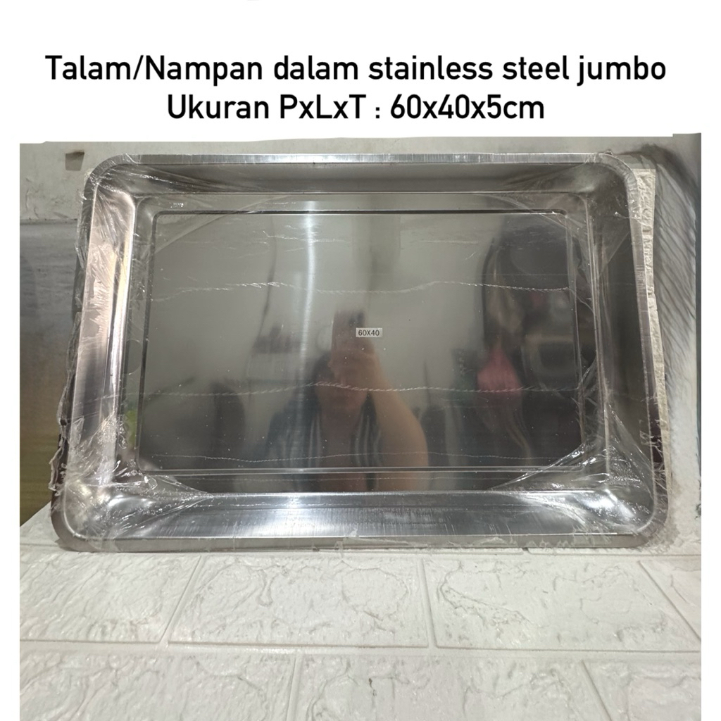 Talam stainless nampan stainless food tray jumbo 60x40x5cm