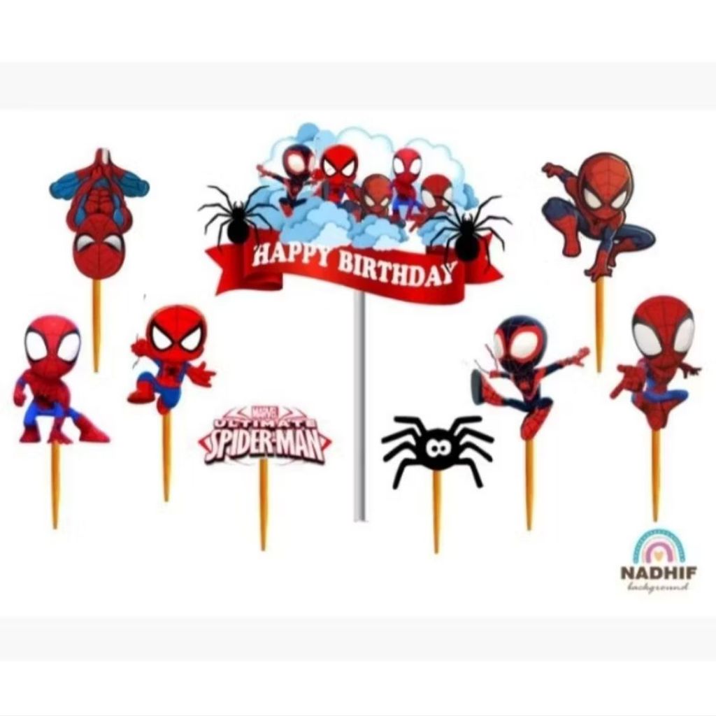 Topper spiderman / topper cake / topper happy birthday spiderman / topper karakter spiderman