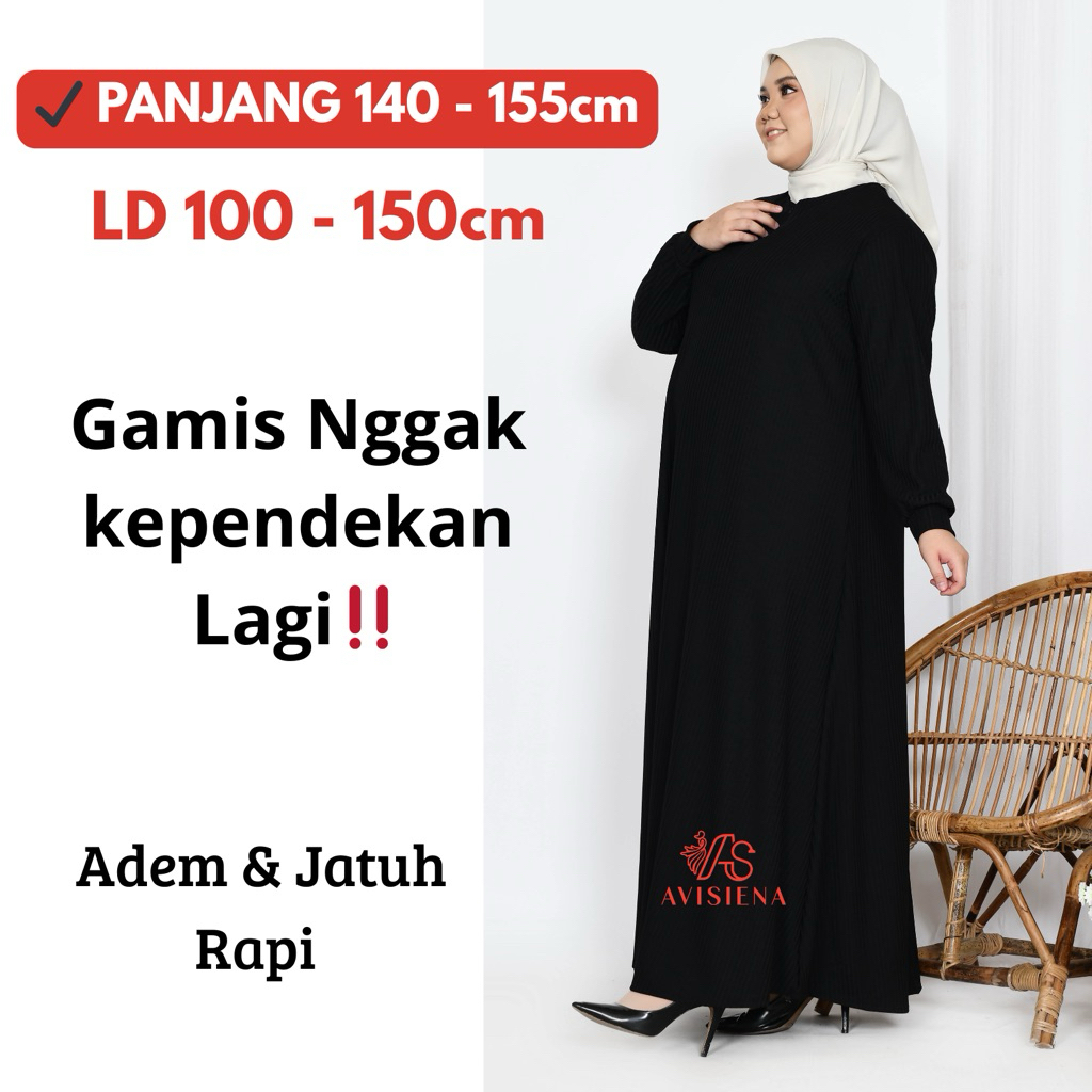AVISIENA - GAMIS PANJANG 140, 145, 150, 155  POLOS JERSEY | BASIC DRESS WANITA TB 170 175 180 185