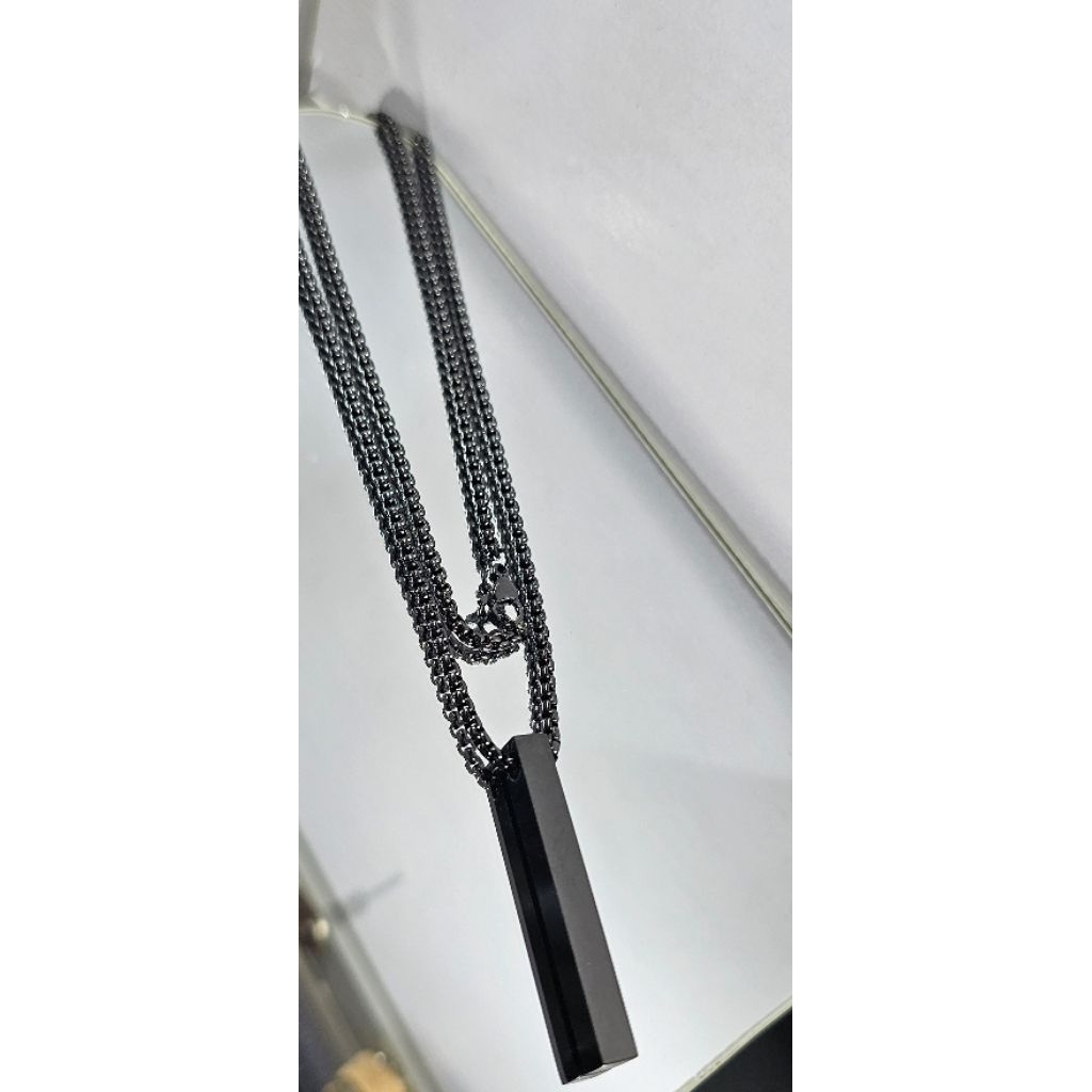 kalung liontin titanium, kalung hitam titanium, kalung panjang 60cm