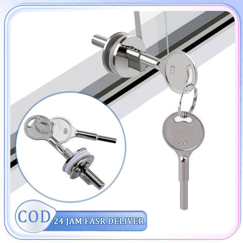 1set Kunci Untuk Etalase Kaca Kunci Lemari Kaca Aluminium Kunci Etalase