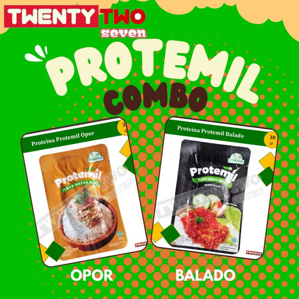 

Promo Combo Hemat Protemil 30g Vegan Protein Nabati Halal ( Opor , Balado )