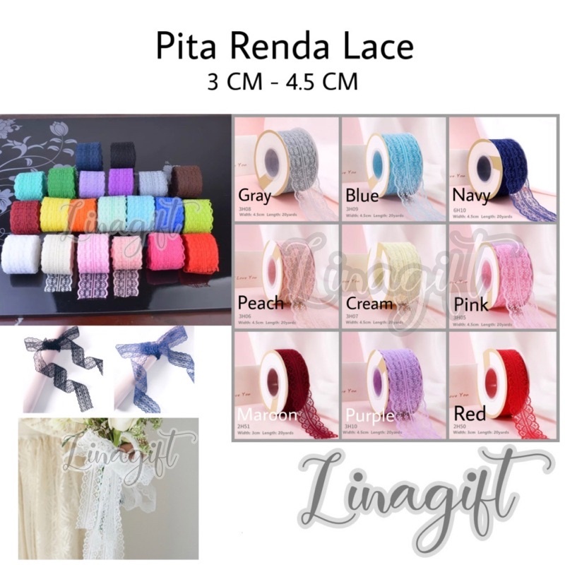 

( Rol 20 Yard ) GIFT RIBBON LACE 30MM 45MM - 3 CM 4.5CM - PITA RENDA AIR EXCLUSIVE ELEGANT