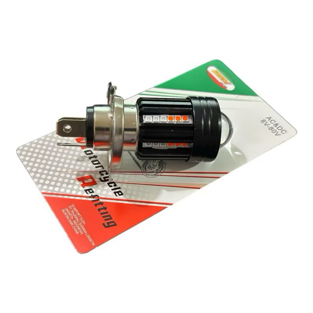 Lampu Utama Motor H4  Laser 30 Led Alien H6 Led Laser 2 Warna Hi/Loow 20Watt Bohlam Led H6 Lampu Mot