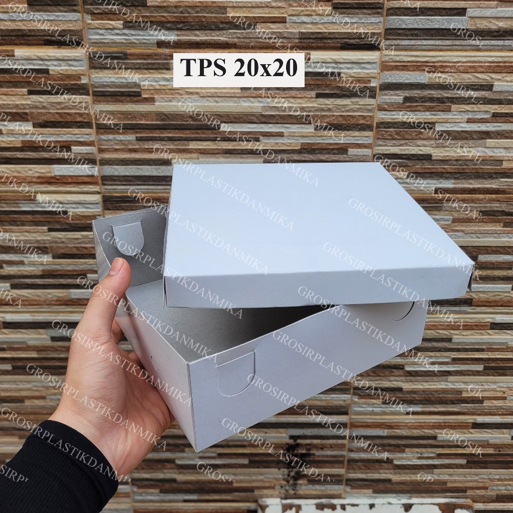 TPS POLOS PUTIH 20 X 20 X 7.5 ISI 100 PCS / KOTAK DUS NASI KATERING BAKPAO 20 X 20