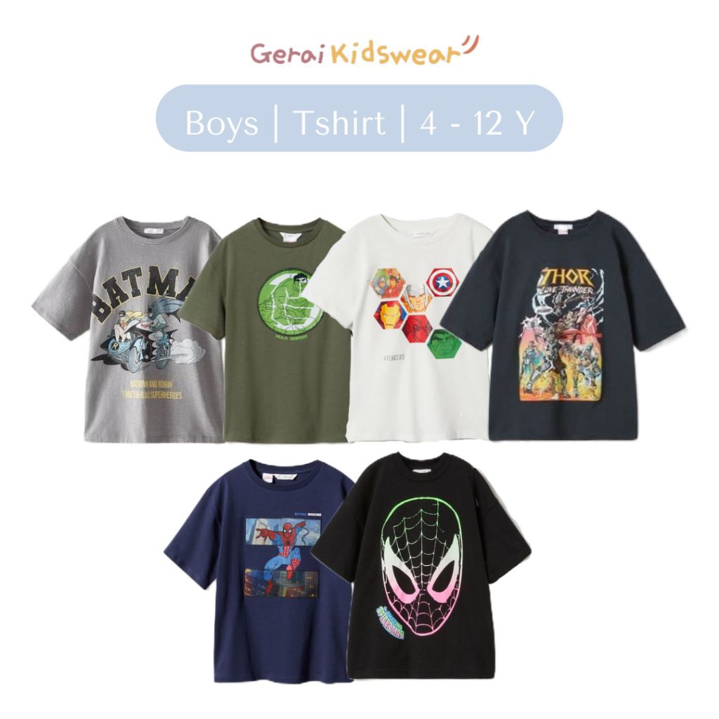 Kaos Anak Laki Laki Marvel Series Ammigoz Kids 4-12 Tahun
