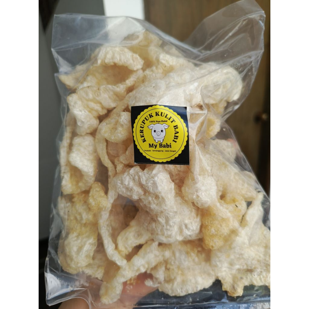 

Kerupuk Rambak Kulit Babi 75 Gram Asli Temanggung/ Rambak Kulit Babi Krispi/ Cemilan Babi
