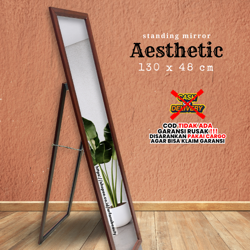 Cermin Full Body Standing Mirror Aesthetic 130 X 48 Kaca Cermin Berdiri Rias Dinding Gantung Standin
