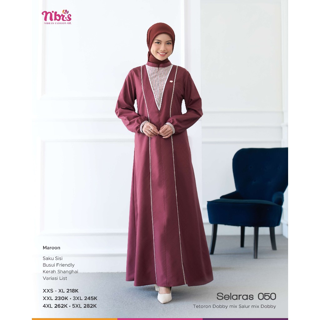 GAMIS NIBRAS SELARAS 050 WARNA MAROON NBRS ORI TERBARU 2025