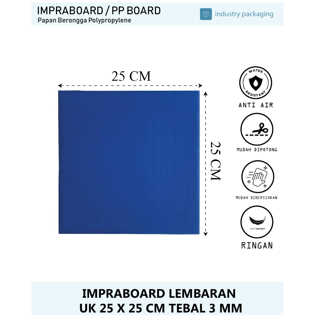 

Impraboard Lembaran Kotak Tebal 3 mm ukuran 25 x 25 cm PP Board ART Board