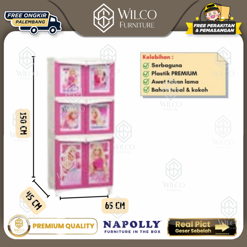Lemari Plastik Napolly Barbie XX2/ Lemari Pakaian Anak Serbaguna