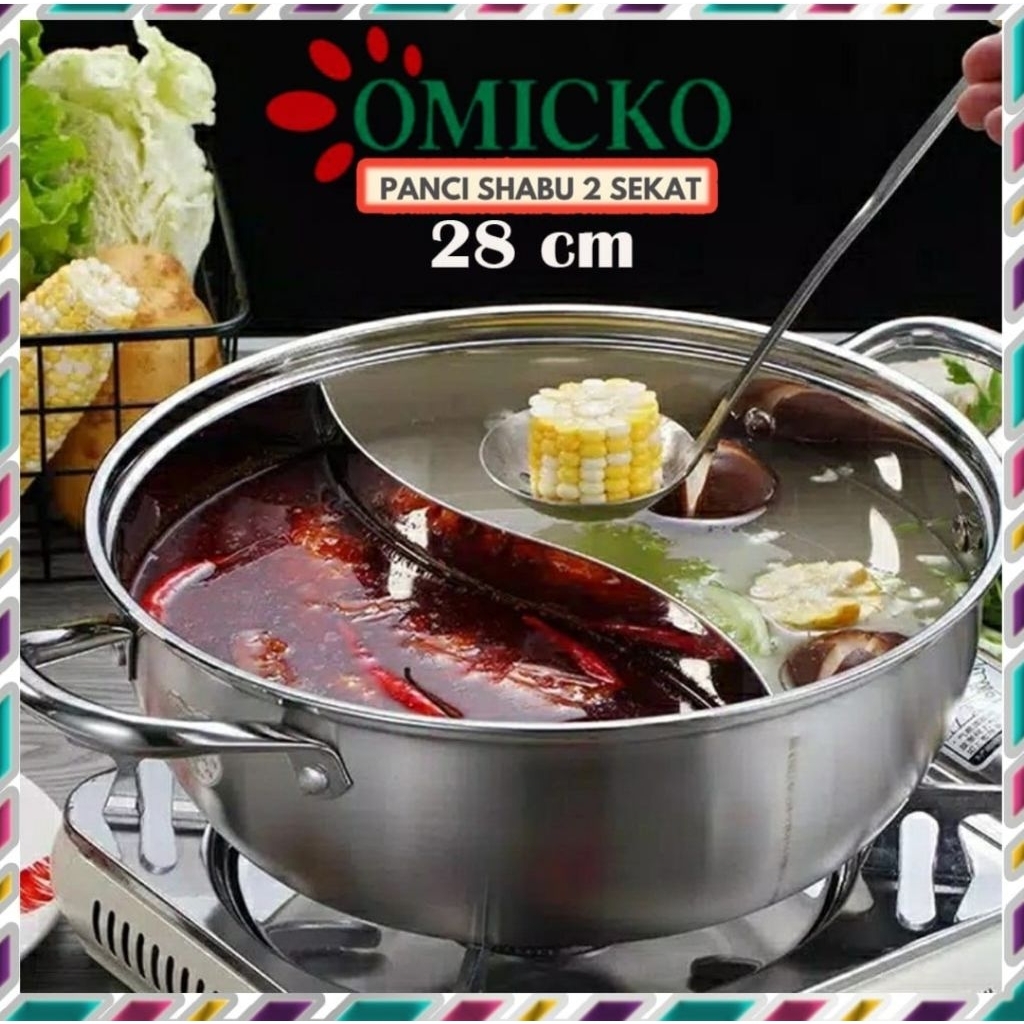 Omicko Panci Shabu  2 Sekat 28cm