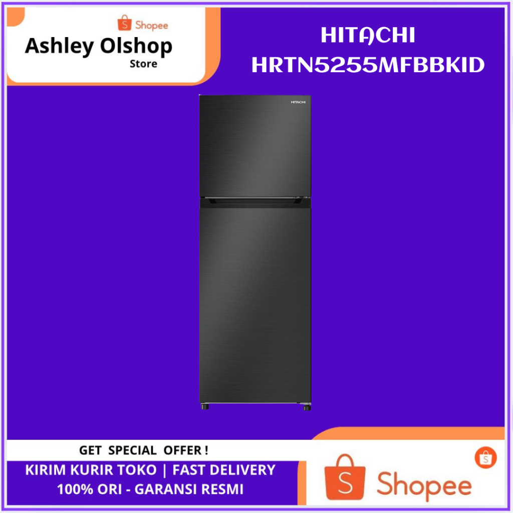 Kulkas Hitachi 2 Pintu HRTN5255MFBBKID 236 Linter Kulkas Inverter Top Freezer HRTN5255